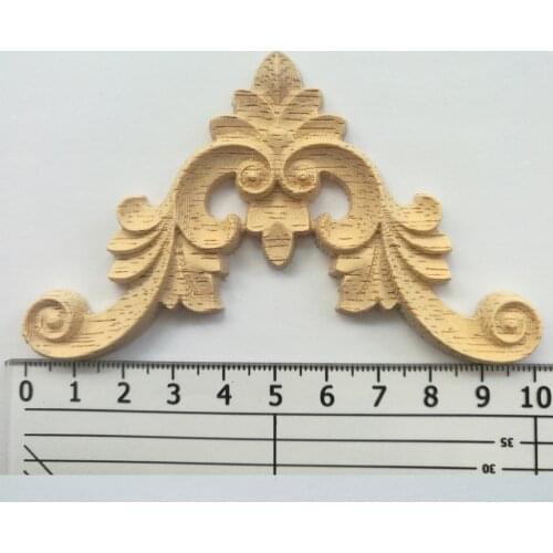 2/4/1PCS Wood Onlay Applique Wooden Oak Woodcarving Decal Wood Carved Corner Frame Furniture Decorative Sculptures 7x7CM 12X12CM