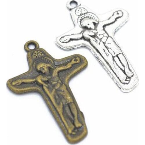 30pcs 34x24mm Antique Bronze/ Antique Silver Alloy Crosses Charm Pendant Fit Bracelets Necklace DIY Jewelry Making
