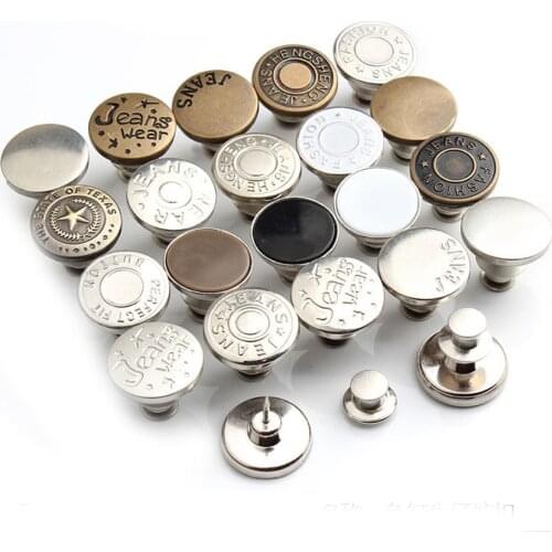 5/10Pcs Detachable Retro Metal Buttons Snap Fastener Pants Pin for Jeans Retractable Button Sewing-Free Perfect Fit Reduce Waist
