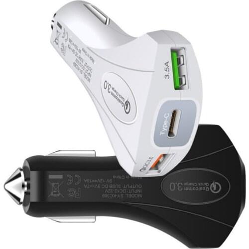 3 Port USB Type C Car Charger, Super Fast Cool QC 3.0 Mobile Phone Adapter New