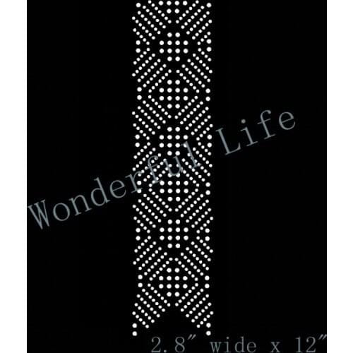 Free Shipping lines and dots cheer bow strip 2.8" x 12" rhinestone Iron On bling transfer