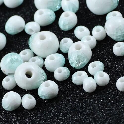 YHBZRET Ice Crack ceramic beads 6/8/10/12MM Chinese Porcelain Round Spacer Loose beads for Jewelry Making bracelet Necklace DIY