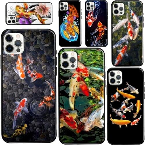 KOI CARP FISH Case For iPhone 11 Pro Max XS X XR 8 7 Plus SE 2020 Funda For iPhone 12 Pro Max mini