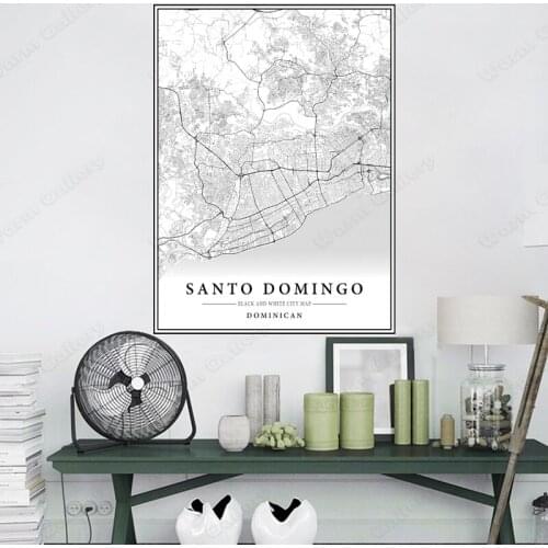 Black and White City Map The Santo Domingo City Map Poster HD Print Wall Art Canvas Nordic Landscape Painting for Home Decor