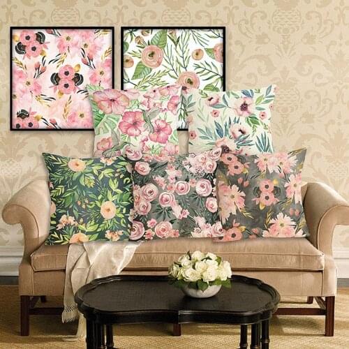 Floral Decorative Cushion Cover 45X45 For Safa Home Bedroom Pillow Case Home Decor Pillow Covers Decorative Linen Cushion Cover