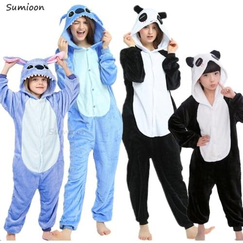 Kugurumi Children Warm Winter Sleepwear Kids Unicorn Panda Pajama Baby Girls Boys Cat Pajamas Onesies Hoodied Sleeper Clothes
