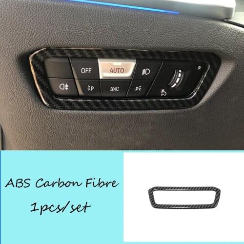 For BMW 3 Series 2019 2020 Accessories ABS Carbon Fibre Auto Headlamps Adjustment Switch Cover Trim Interior Car Styling 1Pcs