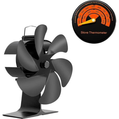 Stove Fan Home 6 Blade Wood Heat Powered Aluminum Alloy Eco Fireplace Fan Log Wood Burner Quiet Efficient Heat Distribution