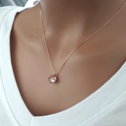 Hot Sale Love Trendy 925 Silver Turkish Jewelry Zircon Fashion Necklace For Women Minimalist Style Solitaire Luxury Designer