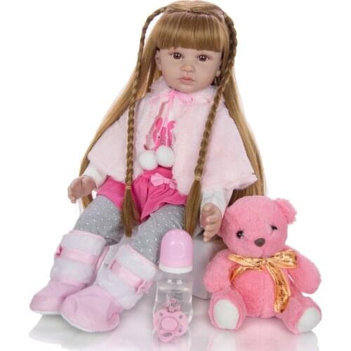 KEIUMI 24 Inch Bebes Reborn Baby Girl Doll 60 cm Soft Vinyl Cloth Body Princess Doll Lifelike Boneca Reborn Kids Best Playmate