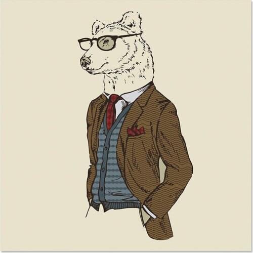 Fashion Animals Series Chic Bear Paint By Number Kit Vintage Portrait Bear Painting Bear Poster Bear Portrait Animal Portrait