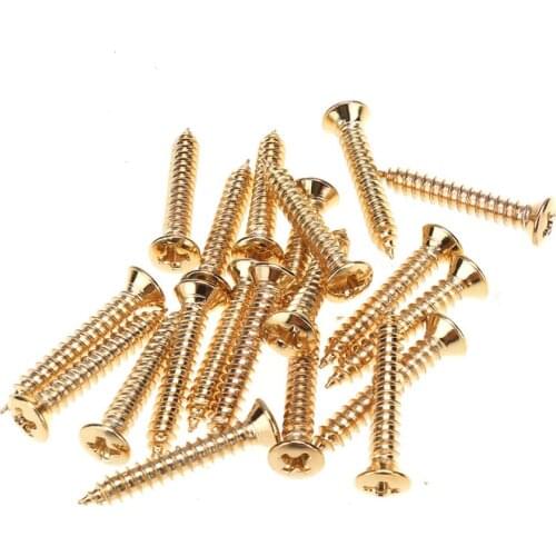 Musiclily Pro 2.5x18mm Guitar Countersunk Humbucker Pickup Ring Frame Surround Screws for Gibson Les Paul SG, Gold (Set of 20)