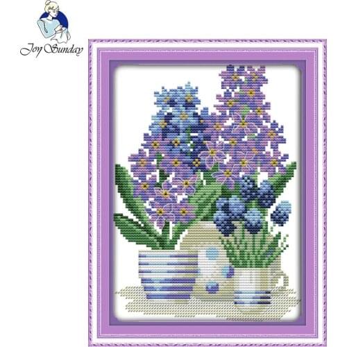 Joy Sunday Potted Flower Series Counted Cross Stitch 11CT 14CT Cross Stitch Kits for Embroidery Craft Home Decoration Needlework