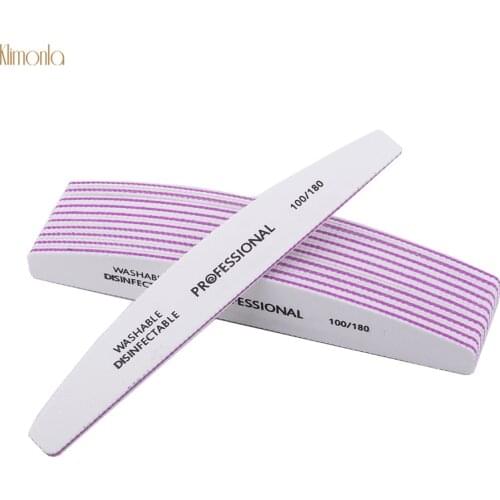 Professional 10pcs/lot 100/180 Grits Half Moon White Nail File Sandpaper Sanding Buffer Blocks Cuticle Remover Nail Beauty Tools