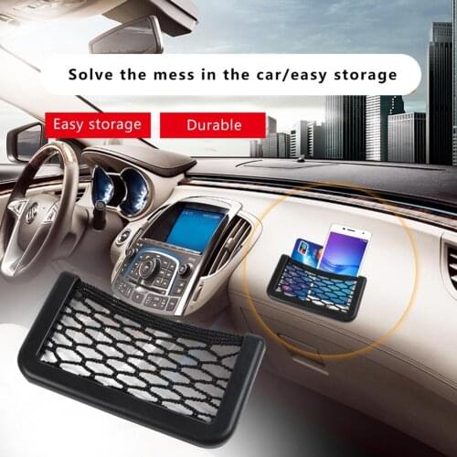 Car Net Pocket Auto Organizer Storage Bag Phone Holder Elastic Mesh Organizer Storage Rack For Car Interior 15 X 8cm