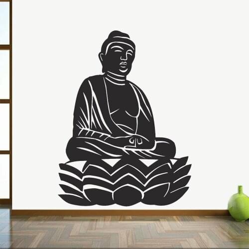 Buddha Wall Stickers Living Room Home Decoration Buddhism Zen Meditation Religion Vinyl Wall Decal Window Door Art Decor Z306