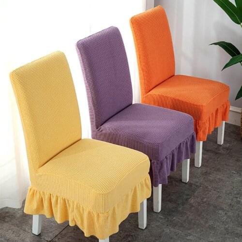 Super Soft Solid Color Skirt Chair Cover for Dining Room Banquet Chair Slipcover Stretch Elastic Wedding Chair Decoration