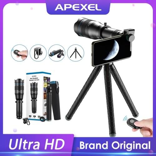 APEXEL 60X Mobile Phone Telephoto zoom Lens Monocular Telescopeastronomical+extendable tripod for iPhone Samsung all Smartphones