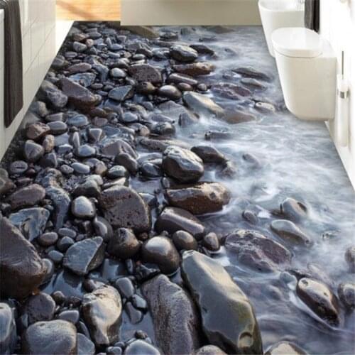 Wellyu Custom 3D floor stickers River stone bathroom Plastic film tiles Can magnified Self-adhesive living room bedroom floor