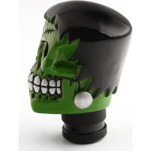 Universal Car Manual Gear Shifter Lever Stick Knob Skull Head Style Green