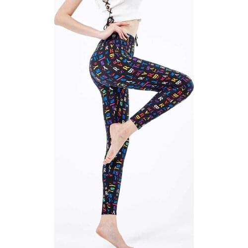 VIIANLES Leggings Women Fitness Workout Leggings for Gym Sport Running Trousers High Wasit Letter Print Slim Fitness Pants