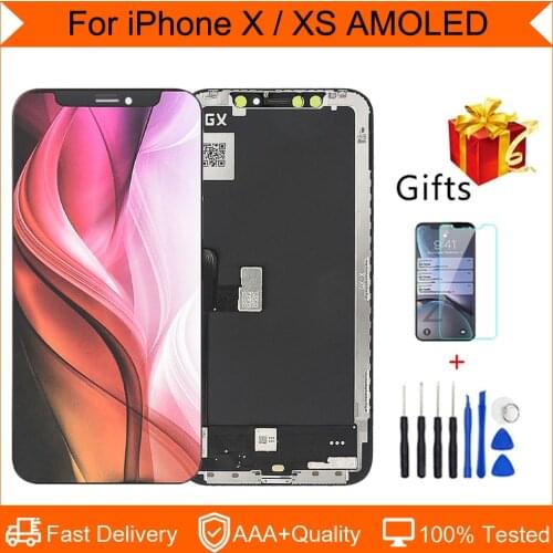 100% NEW For GX AMOLED LCD Display For iPhone X XS LCD Screen 5.8 Inch Replacement Assembly Digitizer Touch Pantall Gift Package