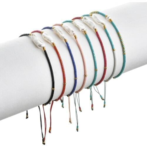 ZMZY Handmade Adjustable Natural Irregular Bar Freshwater Pearl Bracelet Luxury Jewelry Miyuki Bracelet Beads DIY Women Gift