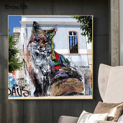 1 Pieces Modern Home Decor Picrtures For Living Room Cute Dog Graffiti Wall Posrters HD Print Canvas Bedroom Paintings
