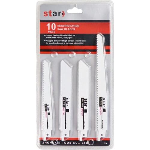 10pcs 10 Models Bimetal Reciprocating Saw Blades For Cutting Wood, Soft Metal Thin Tube Loose Blade Portable Tool Parts