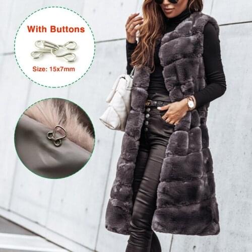 2021 Autumn Winter Fur Vest Coats Women With Button Lamb Wool Cotton Warm Jacket Female Loose Cardigan Sleeveless Outerwear Coat