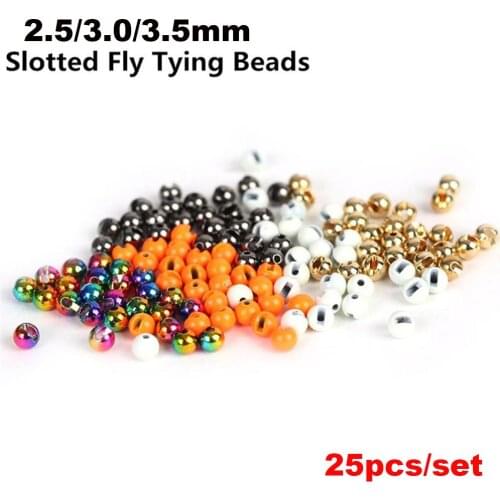 25Pcs/lot Nice-Designed Slotted Tungsten Beads Fly Tying Beads Tungsten 25mm/30mm/35mm Fly Tying Material