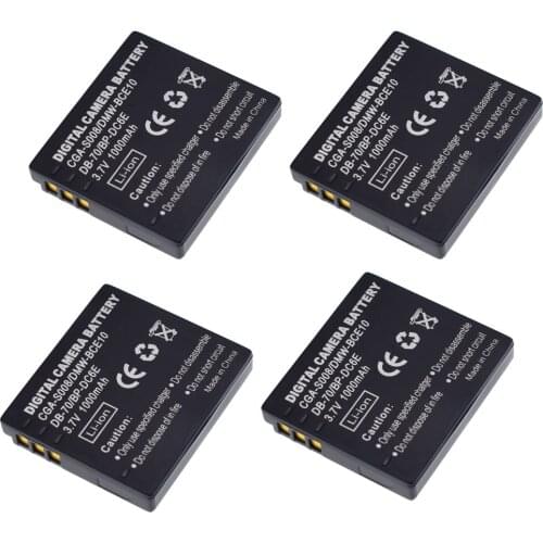 4X Battery for Panasonic CGA-S008 DMW-BCE10 Lumix DMC-FX500 SDR-S26 SW20 SW21 SW28