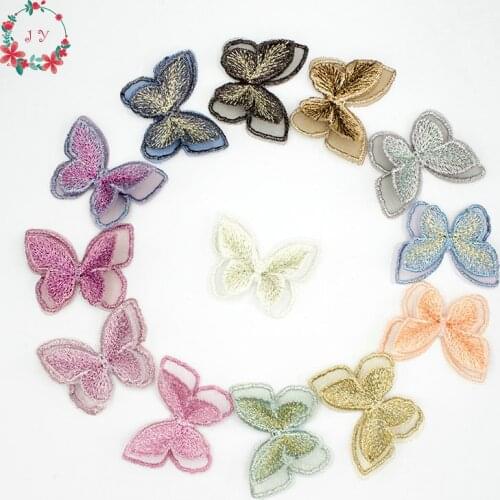 50PCS 3D Embroidery Mesh Butterfly Applique 55mm Translucent Double layer for Party Decor, Doll Embellishment