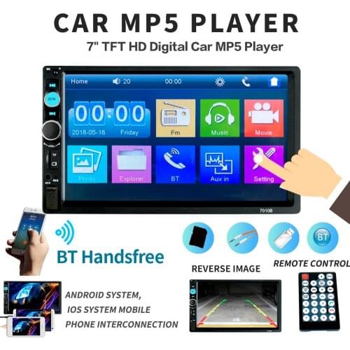 2 din car radio 7" HD Player MP5 Touch Screen Digital Display Bluetooth Multimedia USB 2din Autoradio Car Backup Monitor 7010B