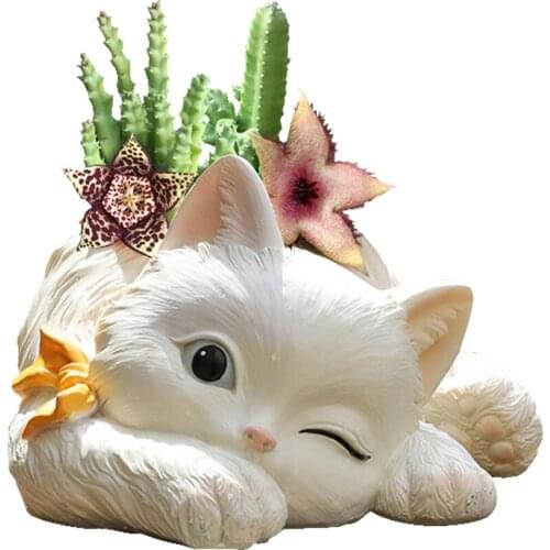 Balcony Garden Cute Cat Succulents Flower Pot Kitty Flower Pot Set Combination Potted Storage Succulents Container home decor