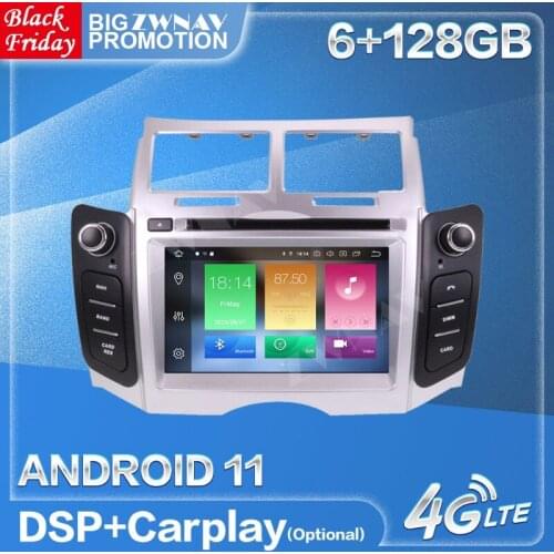 Carplay 6+128G Android 11 Radio Receiver For TOYOTA YARIS 2005 2006-2011 Car GPS Multimedia Audio Stereo Video Player Head Unit