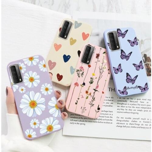 For Huawei P Smart 2021 Phone Case Protective Bumper TPU Cover For Huawei psmart 2021 Y7A Coque Fundas Soft Silicone Cute Flower