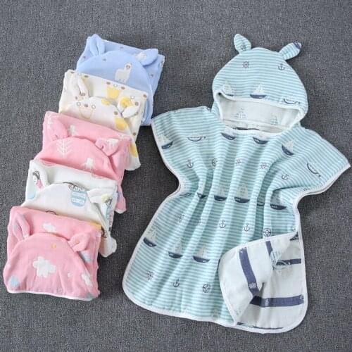 120x60Cm Kids Hooded Bath Towels Boys Girls Swimming Pool Bathroom Surf Cloak 100% Cotton Cozy Super Absorbent Beach Towel