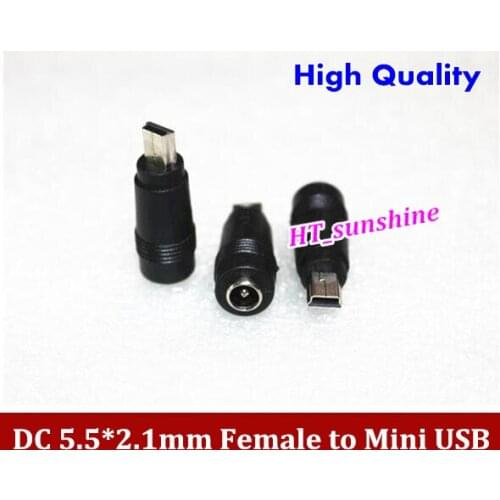 DHL Free Shipping 5.5*2.1 to Mini USB Jack Mini 5Pin DC Power Charger Adapter Converter for MP3/MP4/MP5/Tablet/Mobile Phone