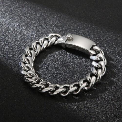 European and American trend all-match titanium steel Cuban chain bracelet Fashionable simple personality stainless steel bracele