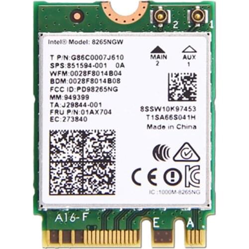 Intel 8265 2x2AC+BT PCIE M.2 WLAN NV Card For LENOVO THINKPAD-L470 P51 P71 710S-PLUS THINKCENTRE-M710Q M910Q Series, FRU 01AX704