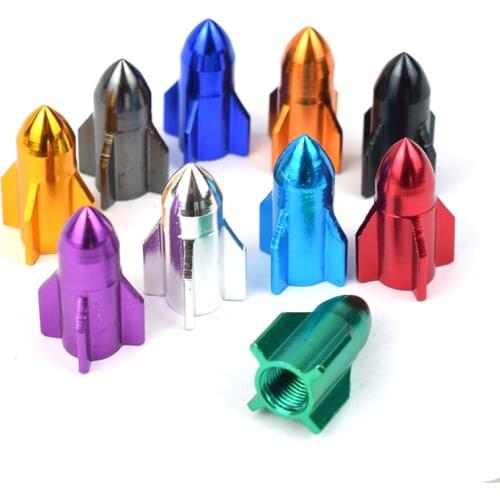 4pcs/8pcs Cycling Bicycle Gas Nozzle Cap CNC Aluminum Car Schrader Valve Cap Rocket Modeling Gas Nozzle Valve Dust Cap Cover