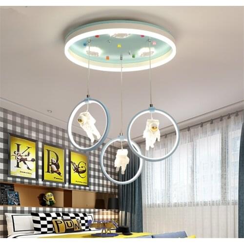 Space Astronaut White Ceiling Lights Childrens Room Lamps Boys and Girls Bedroom Lighting LED Nordic Kindergarten Ceiling Lamps