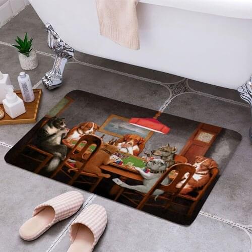 Dogs Playing Poker 3D Print Doormats Rectangle Non-Slip DoorMat Bedroom Kitchen Entrance Print Door rugs Dropshipping
