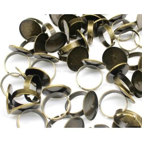 10pcs Round Ring bases -20mm Ring Blank Base Setting antique Bronze Adjustable lead free ring settings