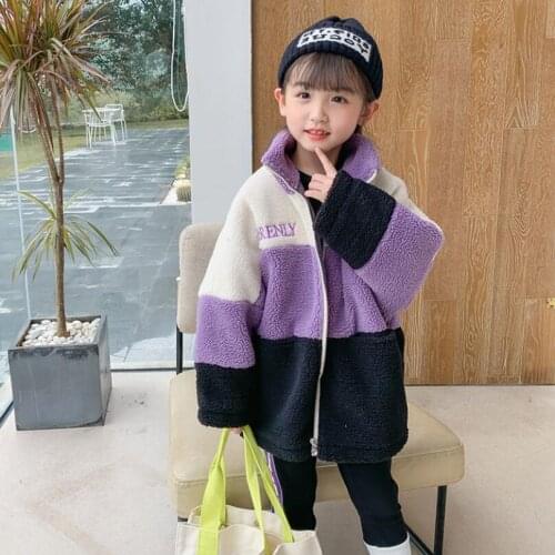 Winter coat for girls Lambswool warm jacket thickening cotton padded loosen long style fashion Saco kids clothes children outfit