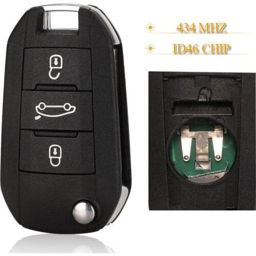 Kutery 5pcs 3 Buttons Car Remote Key 434MHz ID46 For Peugeot 208 2008 301 308 5008 For Citroen C4 Cactus Hella