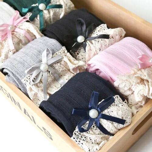 Hot 2020 Spring Fall Girls Fashion Lace Leggings Baby Kids Stretch Pencil Pants Childrens Bow Pearls Spliced Long Trousers X285