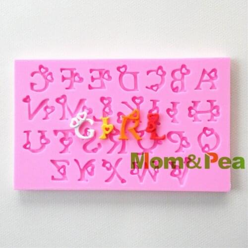 Mom&Pea 0718 Free Shipping Heart Letters Shaped Silicone Mold Cake Decoration Fondant Cake 3D Mold Food Grade