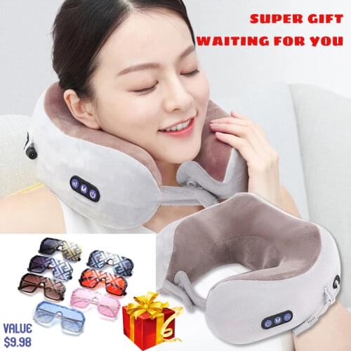 USB Charging Massage U-Shaped Pillow Multifunction Shoulder and Cervical Vertebrae Electric U Shaped Pillow